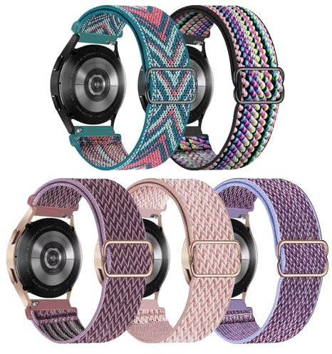 GBPOOT 5 Packs Solo Loop 20mm 22mm Armband Kompatibel mit Samsung Galaxy Watch,Einstellbares Nylon Armbänder Weiche Sport Ersatzband