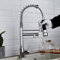 Grifo De Cocina, Grifo De Fregadero De Resorte De Un Solo Orificio De Latón, Con Rotación De 360°, Grifo Mezclador Mezclador Frío Y Caliente, Salida De Agua Multimodo Grifo Fregadero Extensible(Cromo)