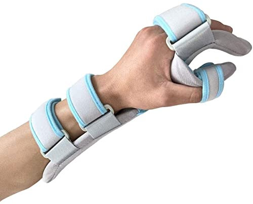 SXHMSAL Hand Splint Unterstützung, Anti-Spastik Finger Splint Stroke Rehabilitation Ausrüstung, Einstellbare Finger Orthoticsfor Stroke/Hemiplegia & Traumaticbrain Injury 914,Left,M