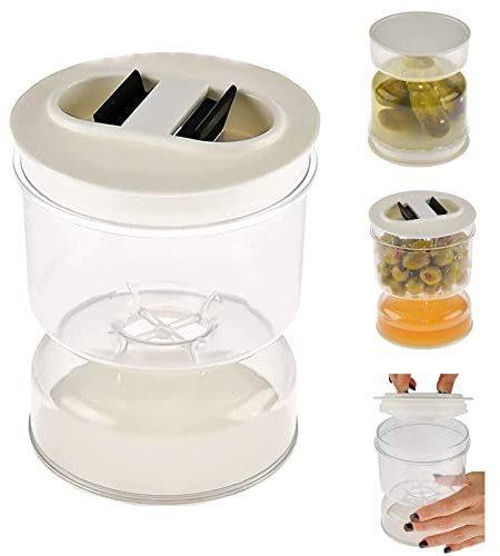 LUCHONG Pickle Olive Hourglass Jar Pickle Juice Wet and Dry Separator Food Container avec passoire Flip Couvercle hermétique