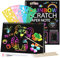 OFFCUP Magic Scratch Book, 2 Stück Kratzbilder Kinder, 4 Holzstifte,4 Malschablonen, 1 Bürste, Kratz Buch, Regenbogen Magie Kratz Zeichenpapier, Scratch Art Notebook(15 * 20.5CM)