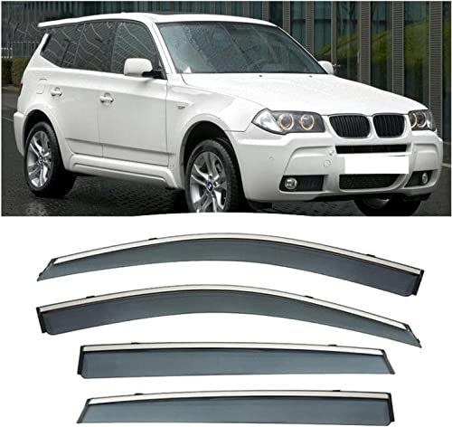ADAPEY 4 Stück Auto Windabweiser Regenabweiser Für BMW X3 2003-2010,Vorne Hinten Regenschutz Seitenfenster Sonnenschutz Deflektor Zubehör