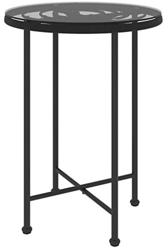 Makastle Glastisch Bistrotisch Ø55cm Rund Balkontisch Gartentisch mit Glasplatte und Stahlrahmen, Garten Esstisch Wetterfest Terrasse Balkon Beistelltisch Tisch, Hartglas und Stahl