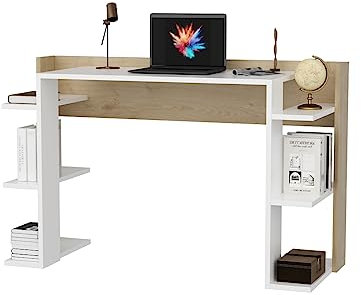 DECOROTIKA - Cinar Writing Desk Laptop Desk with Side Open Shelves