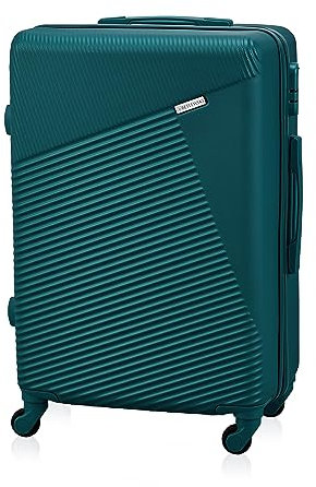 BETLEWSKI - Mittelgroß Koffer Hartschale - Reisekoffer mit 4 Rollen - Leicht Hartschalenkoffer ABS Rollkoffer mit Schloss - Modell Jupiter - Größe 66 cm x 43 cm x 27 cm 63 Liter - Grün