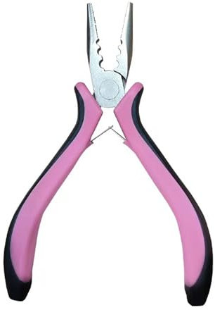 JNAWA Mini Hair Extension Pliers - Anti Slip Handles, Professional Hair Extensions Tool for Females (Pink)