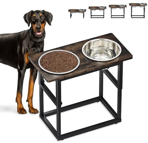 Zarler Erhöhte Hundennäpfe für Große Hunde, 5 einstellbare Höhen von 8.2'' - 17.3'', 2 Edelstahlnäpfe, 8.2'',11.8'',13.7'',15.7'',17.3'' Futterstation Hund für Großrassenhunde