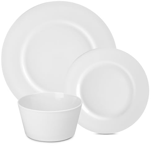 Gerlach Modern Crockery Set for 6 People, Plate Set Made of Porcelain Crockery 18-Piece Dinner Service Bowl Dinner Plate Christmas Tableware Modern Service & Crockery Sets White