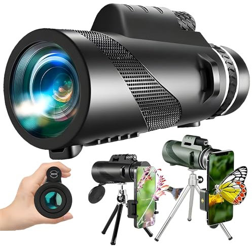 Burst 80x100 Monokular-Teleskop High Powered für Smartphone Monokular für Erwachsene High Definition Monokular Teleskop für Sternenbeobachtung Jagd Wildtiere Vogelbeobachtung Reisen Camping Wandern