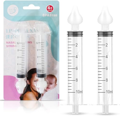 Bluet B Baby - 2Uds Jeringa Lavado Nasal Bebes Silicona - Aspirador Nasal Saca Mocos para Bebes - Limpiador Nasal Bebe - Succionador Descongestionante Nasal 10ml - Reutilizable - Blanco