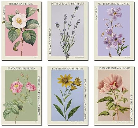 BATWHO Blumen-Poster August Lavendel Haze Long Live THE1 You're on Your Own, Kinder-Poster-Leinwand-Set, ungerahmt, 6-teiliges Leinwandposter (20,3 x 30,5 cm)