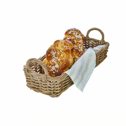 Loberon Korb Balmis, braun/grau | handgefertigt, mit praktischen Henkeln, Dekoration, Küchen-Accessoire, Obstkorb, Brotkorb, Aufbewahrung, Rattan