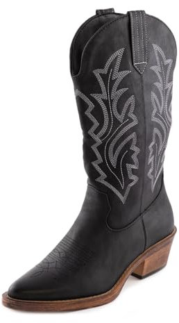 Toocool Stivali donna texani cowboy western camperos scarpe a punta G676 [39,nero]