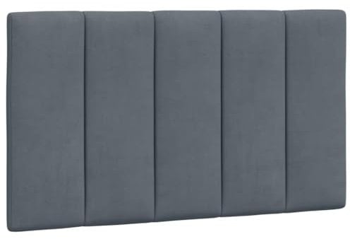 vidaXL Kopfteil Kissen Hanko, Kopfteilkissen mit Linien-Design, Bett Kopfkissen mit Klettverschlüssen auf Rückseite, Kopfteilpolster Kopfpolster, Hellgrau 90cm Samt