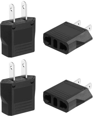 AXFEE 4 Pezzi Adattatore da Viaggio, Adattatore Universale per pina Europea a Americana, Adattatore Italia a USA, Adattatore Presa Americana, per Europa/USA/US/Cina/Giappone/Canada/Messico