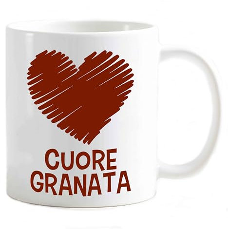Tazza Mug del tifoso Gadget compatibile Stampa Cuore dei colori della tua squadra preferita Internazionale (Cuore Granata Love per torino)