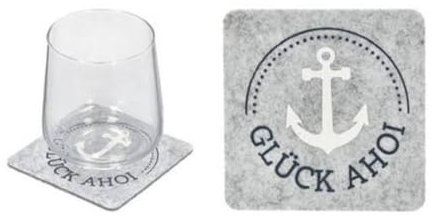 Generisch Untersetzer Filz Glück AHOI 4er Set 10x10cm, ohne Glas, 12124