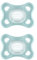 MAM Comfort Schnuller im 2er-Set, besonders kleiner und leichter Baby Schnuller für Früh- & Neugeborene aus 100% Silikon, mit weichem MAM SkinSoft Saugteil & Schnullerbox, 0+ Monate, mint