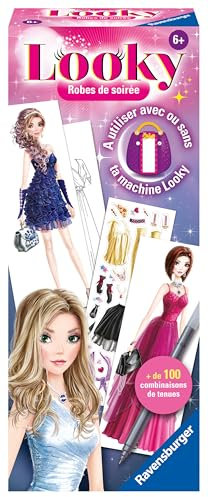 Ravensburger – Looky Robes de soirée – S'utilise Seul ou avec la Machine Looky – Loisir créatif – Dessin de Mode – Stylisme – Activité détente et créative – Dès 6 Ans – 23871 – Version française