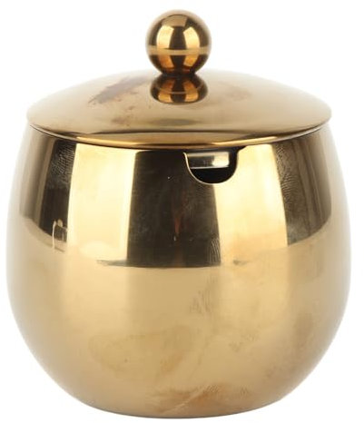 Grand sucrier en acier inoxydable avec couvercle de rangement pour sel, bonbons, café, passe au lave-vaisselle (doré)