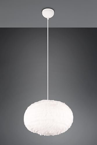 lightling Pendellampe Frieda mit Schirm aus Plüsch, Höhe anpassbar, Deckenmontage, exkl. 1 x E27 max. 10W, Ø 50 cm, Höhe 150 cm