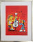 Kunstverlag Christoph Falk Sie spielte Cello (Passepartout) - Udo Lindenberg Bild - handsignierte Auflage original Grafik im silberfarbenem Rahmen hinter Museumsglas. Likörell. Siebdruck.