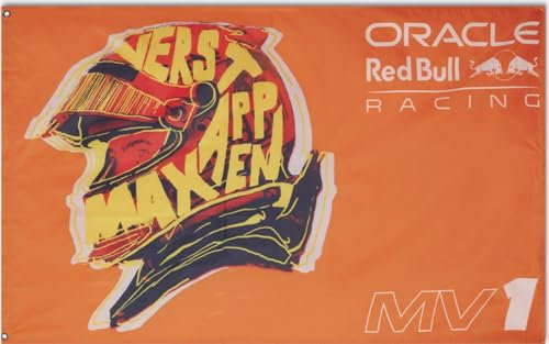 Max Verstappen Flagge, Oracle Red Bull Racing Offizielle Kollektion für die Formel 1 Saison 2024, Pop-Art-Design, Flagge misst 90 cm x 150 cm, offizieller Merchandise-Artikel