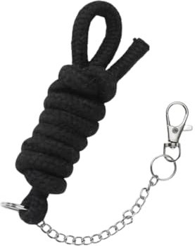 Panduro Hobby Horse Pferdeleine mit Haken und Kette, Zubehör für Steckenpferd und Hobbypferde, Anbindeseil in verschiedenen stilvollen Designs mit Karabinerhaken – Schwarz