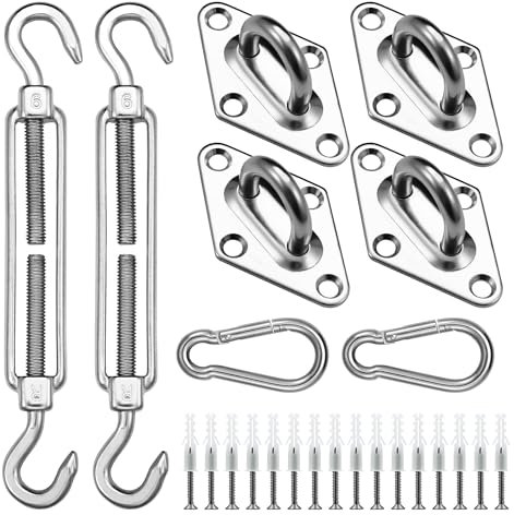 Kit Montaje Toldo Vela, Kit de Montaje para Toldo de Acero Inoxidable 304, Montaje para Toldopara una instalación Segura de toldos Cuadrados y Triangulares