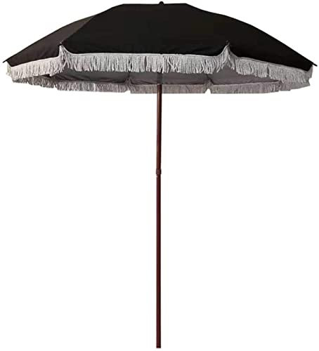 RUHEN Outdoor Garden Parasols Tassel Parasol Black Windproof and Rainproof Outdoor Sun Umbrella Courtyard Decorative Umbrellas, for Garden Patio Pool Lawn,Without Parasol Base