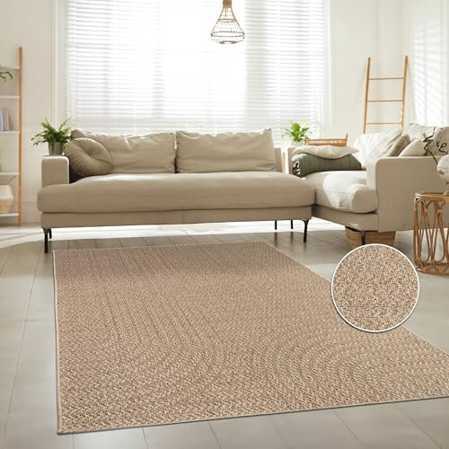 Paco Home Teppich Indoor-Outdoor, moderner Jute-Look in natürlicher Sisal Optik, robust & wetterfest, ideal für Terrasse Wohnzimmer & Küche, Grösse:200x290 cm, Farbe:Beige 5