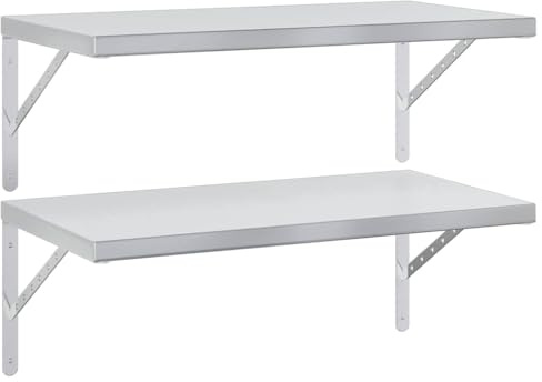 vidaXL Wandregale 2 STK. 75x40 cm Silbern Edelstahl
