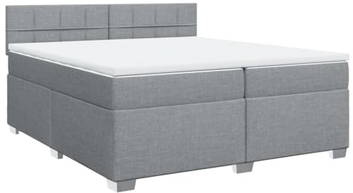 vidaXL Boxspringbett mit Matratze Hellgrau 200x200 cm Stoff