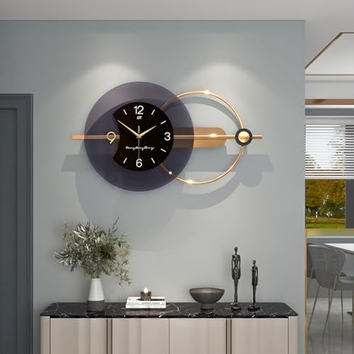 GERHWASH Große Wanduhr XXL, 80×38cm Vintage Wanduhr Ohne Tickgeräusche Lautlos Dekorative Wall Clock-Metall Runden Ausgefallene Digitale Wanduhren, für Küche Schlafzimmer Büro