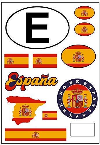 Daged Spanien Aufkleber Karte 11 Stück Stickerbogen - PKW Auto Motorrad Biker Flagge Fahne Deko AK