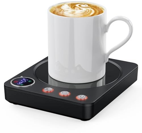 HOMEASY Kaffeewärmer 30W Tassenwärmer Elektrischer Kaffeetassenwärmer mit 3 Temperatureinstellungen 4H Auto Abschalten für Schreibtisch Teewasser Milch Wärmer Geschenk Schwarz