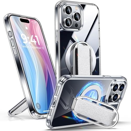 SHIELDS UP for iPhone 14 Pro Max Case with Stand, Phone Case Clear Compatible with MagSafe Phone Grip Ring Holder Finger Strap, Shockproof Anti-Scratch Cover for iPhone 14 Pro Max, Clear