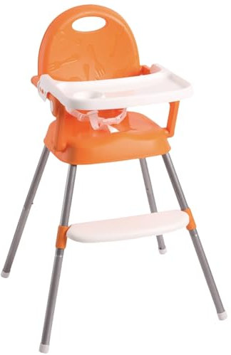 Verstellbarer Baby-Hochstuhl – Hochsitz, verwandelt sich in einen Kleinkind-Tischstuhl (Orange)