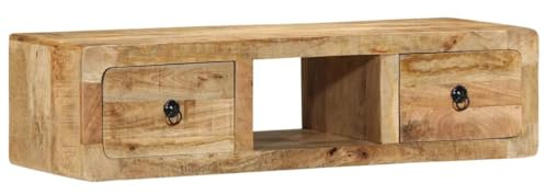 vidaXL Meuble TV Mural 100x32x25 cm Bois Massif manguier Brut