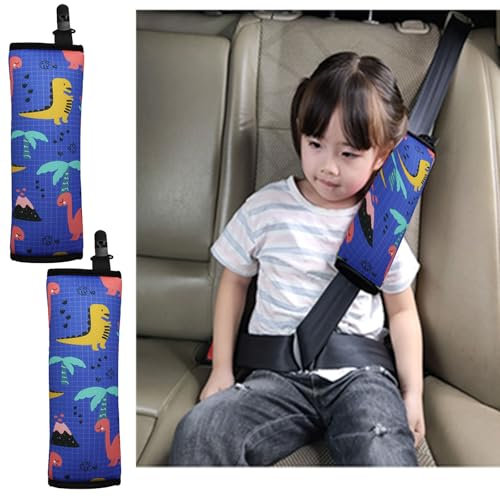 Furforstk gurtpolster kinder 2 Stück Dinosaurier gurtschoner kinder auto Blau gurtpolster auto kinder dicke Polsterung gurtschutz kinder auto - Das feste Schnallendesign verschiebt sich nicht