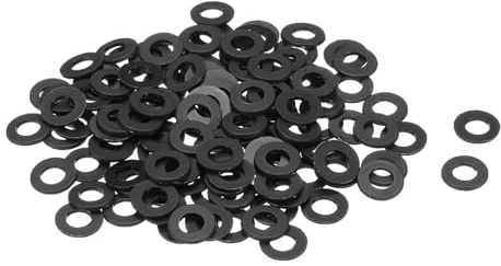QUARKZMAN 120 Pcs Arandelas Planas, Pasacables de Nylon M5 5Mm Id 10Mm Od 1Mm de Espesor Arandela Lisa Arandelas Plástico para Juntas de Hojas de Plástico Espaciador de Sellado Anillo, Negro