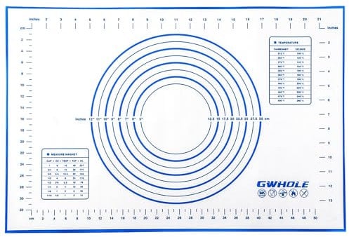 GWHOLE Non Stick Silicone Baking Mat with Measurement 40 x 60cm Large Dough Rolling Kneading Mat Non Slip Pastry Mat, Placemat, Countertop Protector for Pie/Bread/Pizza/Fondant (Blue)