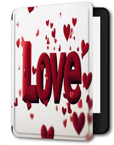 Case For 6 Amazon Paperwhite 10th Generation (Model No.PQ94WIF) 2018 Released PU Leather Case Paperwhite smart Sleep/Wake Paperwhite Cover-Love Red Word Art