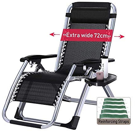 Chaise confortable Zero Gravity – Fauteuil inclinable surdimensionné pour les personnes lourdes, supporte jusqu'à 200 kg, chaise longue de terrasse extra large pour la détente et les bains de soleil à