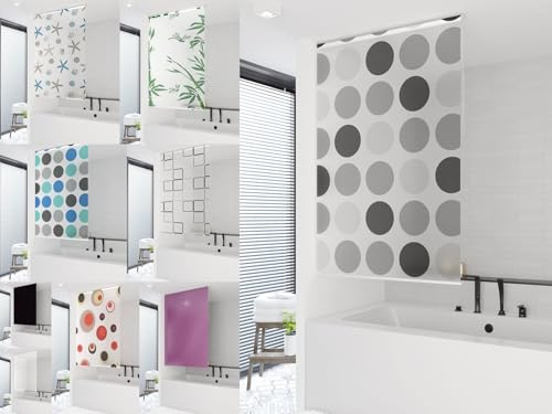 probath Basic Duschrollo Verschiedene Motive 13 Breiten zur Wahl Duschvorhang Schwarz Grün Weiss Transparent Blau Hellgrau (Weiss, 140x240 cm)