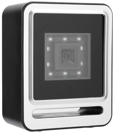 Barcode -Scanner, Behobener Barcode -Scanner -Buch -Scanner für Bibliotheksbalken -Code -Scanner 1D QR 2D Desktop Gedrucktem Barcode -Leser mit USB -Kabel -LED -Licht für Lager, Supermarkt (Silver)