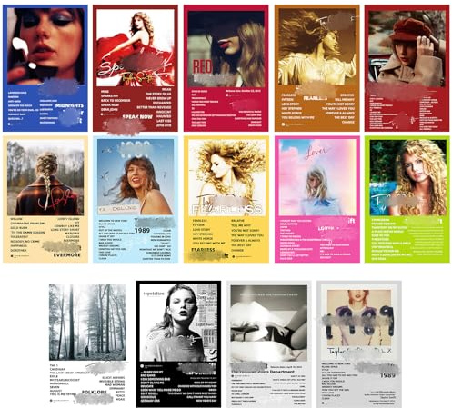 Yoimckay 14-teiliges Albumcover-Poster, bedruckte Albumhüllen, Poster für Wanddekoration, Wohnheim, Raumdekoration, für Schlafzimmer, ohne Rahmen