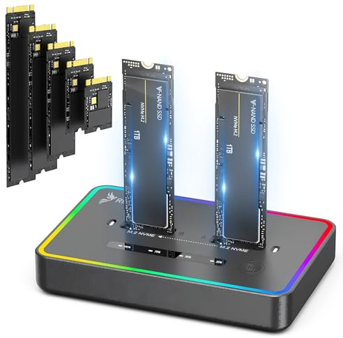 Reagle Hard Drive Docking Station Pocket Cloning Station NVME PCIe M.2 M Key 2230 / 2242 / 2260 / 2280 USB-C 3.2, 2 x 4TB SSD Adpater 20Gbps