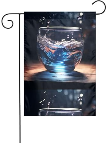 WHJSHOP Water beads in glass Pattern Garden Flags 12x18in for Yard Decoration with 3cm Pole Position Width (Flag Only, No Flagpole Included)