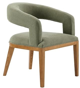 MY Furniture Madison Dining Chair – Sage Green – Chestnut Frame, Luxury Curved Silhouette, Deep Padded Sprung Seat, Solid Ash Legs, Boutique Hotel Inspired Statement Design